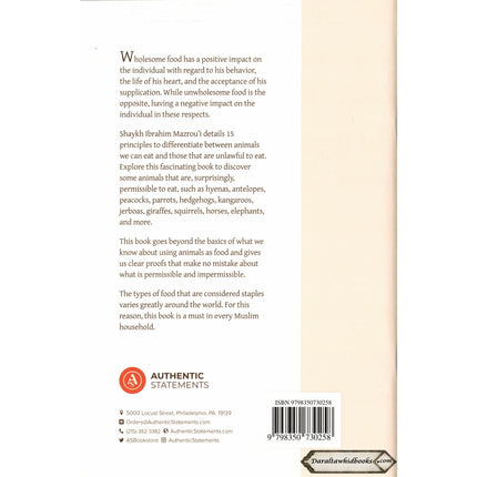 Animals As Food: The Permissible & Impermissible By Shaykh Ibrahim Al-Mazrou'i